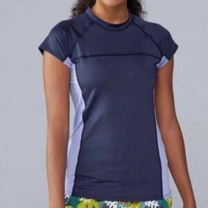 Patagonia Nena Rashguard Swim Short Sleeve Top Large Blue Light Purple